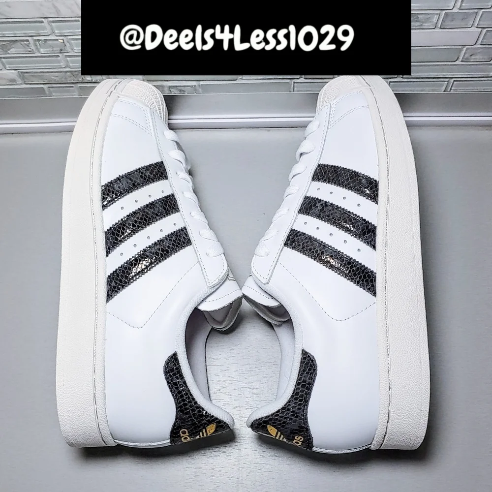 Adidas Originals Superstar 2 Snakeskin Stripes Womens Size 9.5 White Black